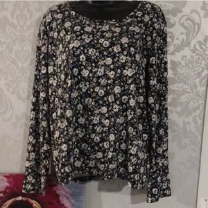 White Stag Black and Cream Floral Top